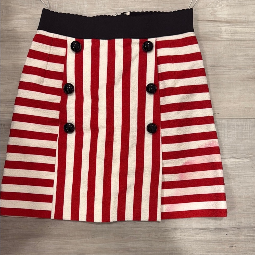 Dolce & Gabbana Red and White A-Line Mini Skirt